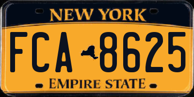 NY license plate FCA8625