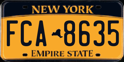 NY license plate FCA8635