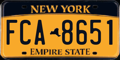 NY license plate FCA8651