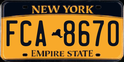NY license plate FCA8670