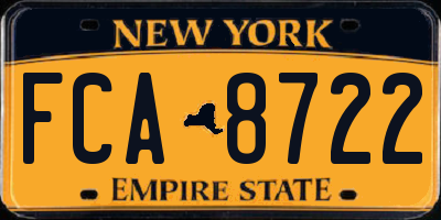 NY license plate FCA8722