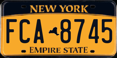 NY license plate FCA8745