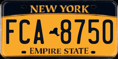 NY license plate FCA8750