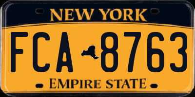 NY license plate FCA8763