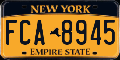 NY license plate FCA8945