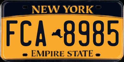 NY license plate FCA8985