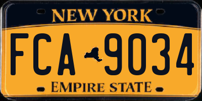 NY license plate FCA9034
