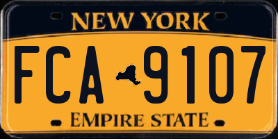 NY license plate FCA9107