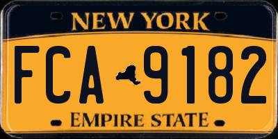 NY license plate FCA9182