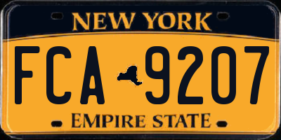 NY license plate FCA9207