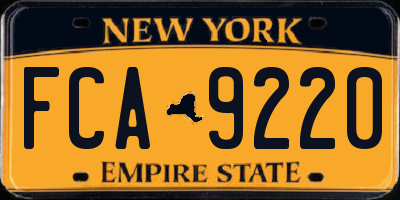 NY license plate FCA9220