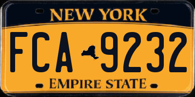 NY license plate FCA9232