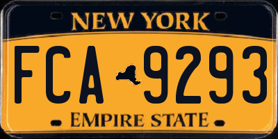 NY license plate FCA9293