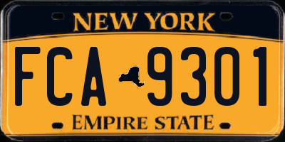 NY license plate FCA9301