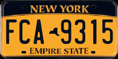 NY license plate FCA9315