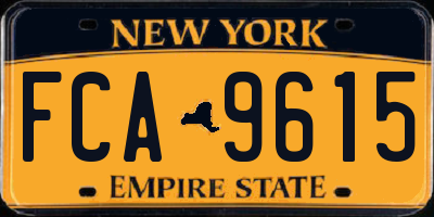 NY license plate FCA9615
