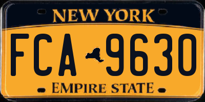 NY license plate FCA9630