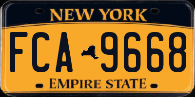 NY license plate FCA9668