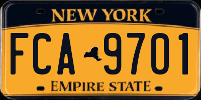 NY license plate FCA9701