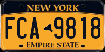 NY license plate FCA9818