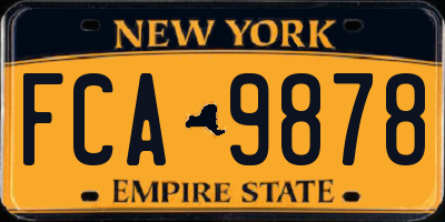 NY license plate FCA9878