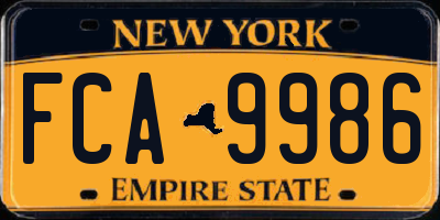 NY license plate FCA9986