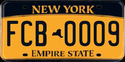 NY license plate FCB0009