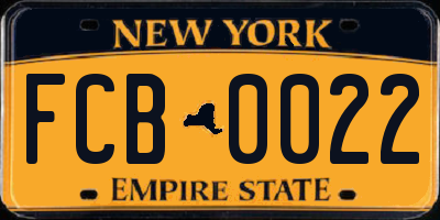 NY license plate FCB0022