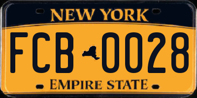 NY license plate FCB0028