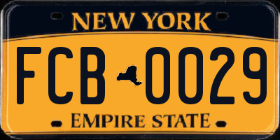 NY license plate FCB0029