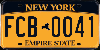 NY license plate FCB0041
