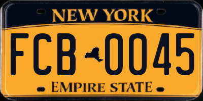 NY license plate FCB0045