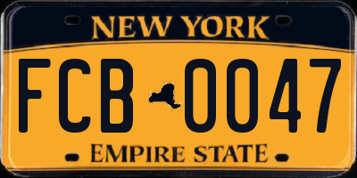 NY license plate FCB0047