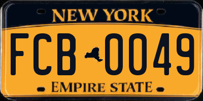 NY license plate FCB0049