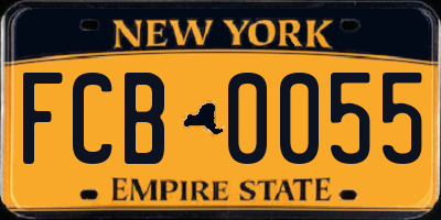 NY license plate FCB0055