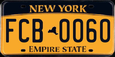 NY license plate FCB0060