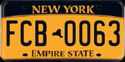 NY license plate FCB0063
