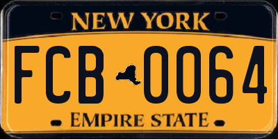 NY license plate FCB0064