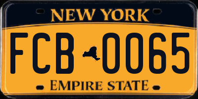 NY license plate FCB0065
