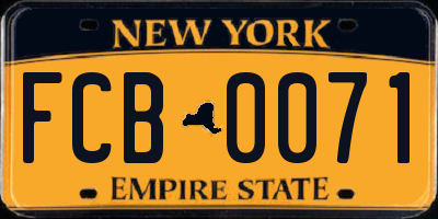 NY license plate FCB0071