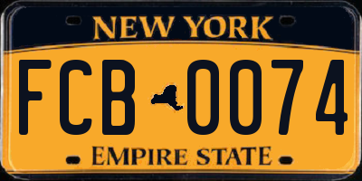 NY license plate FCB0074