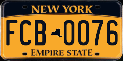 NY license plate FCB0076