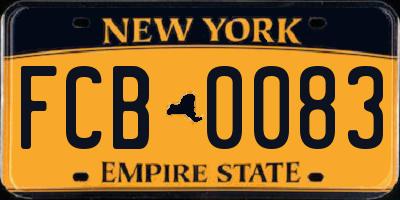 NY license plate FCB0083