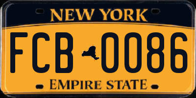 NY license plate FCB0086