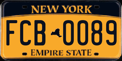 NY license plate FCB0089