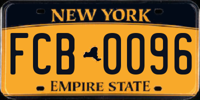 NY license plate FCB0096