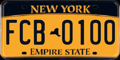 NY license plate FCB0100