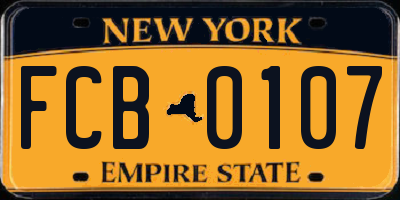 NY license plate FCB0107