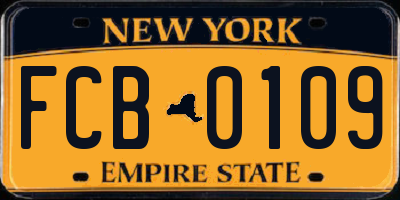 NY license plate FCB0109