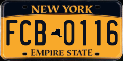 NY license plate FCB0116